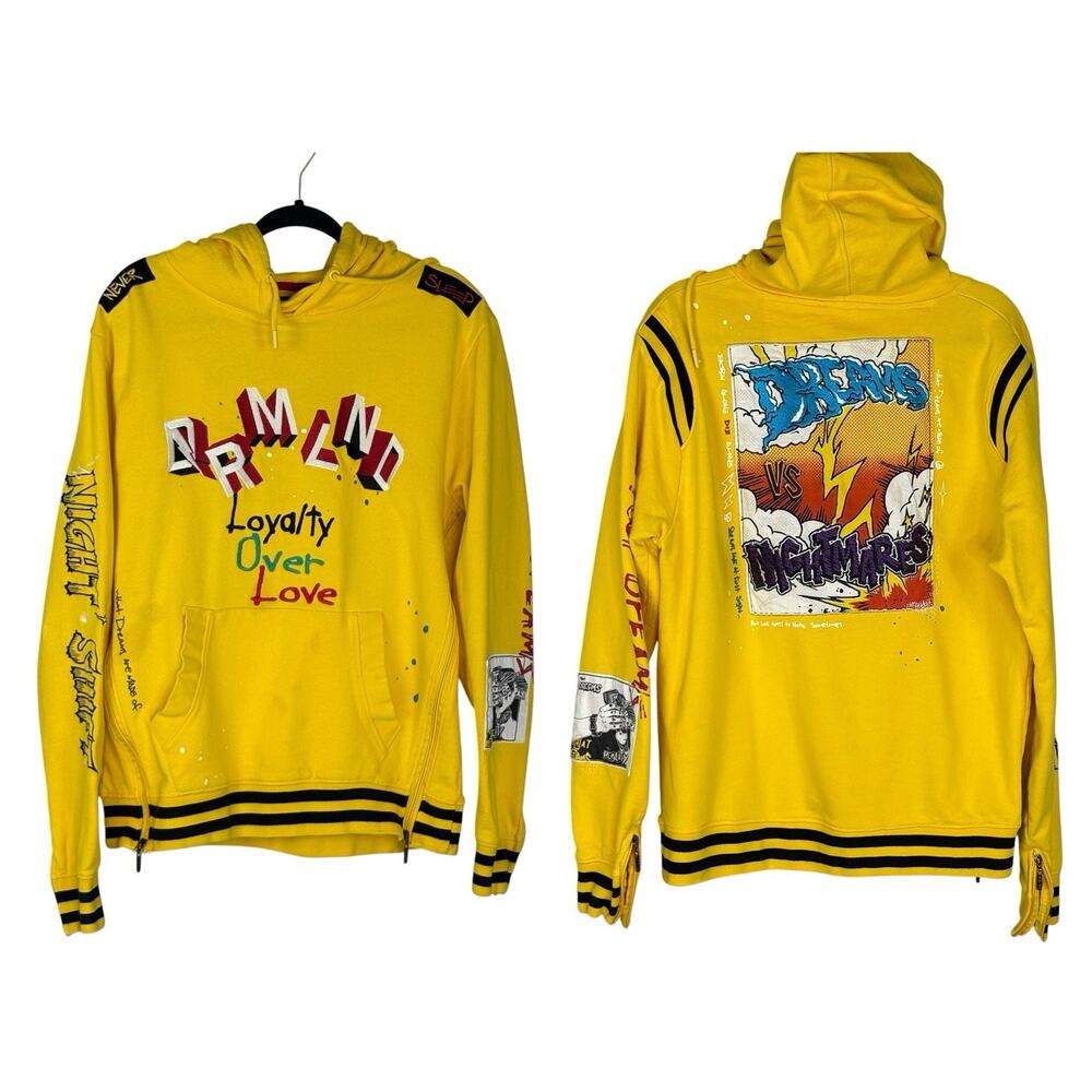 DREAMLAND Men’s Graphic Hoodie Nightmare Patched Embroidered Size L